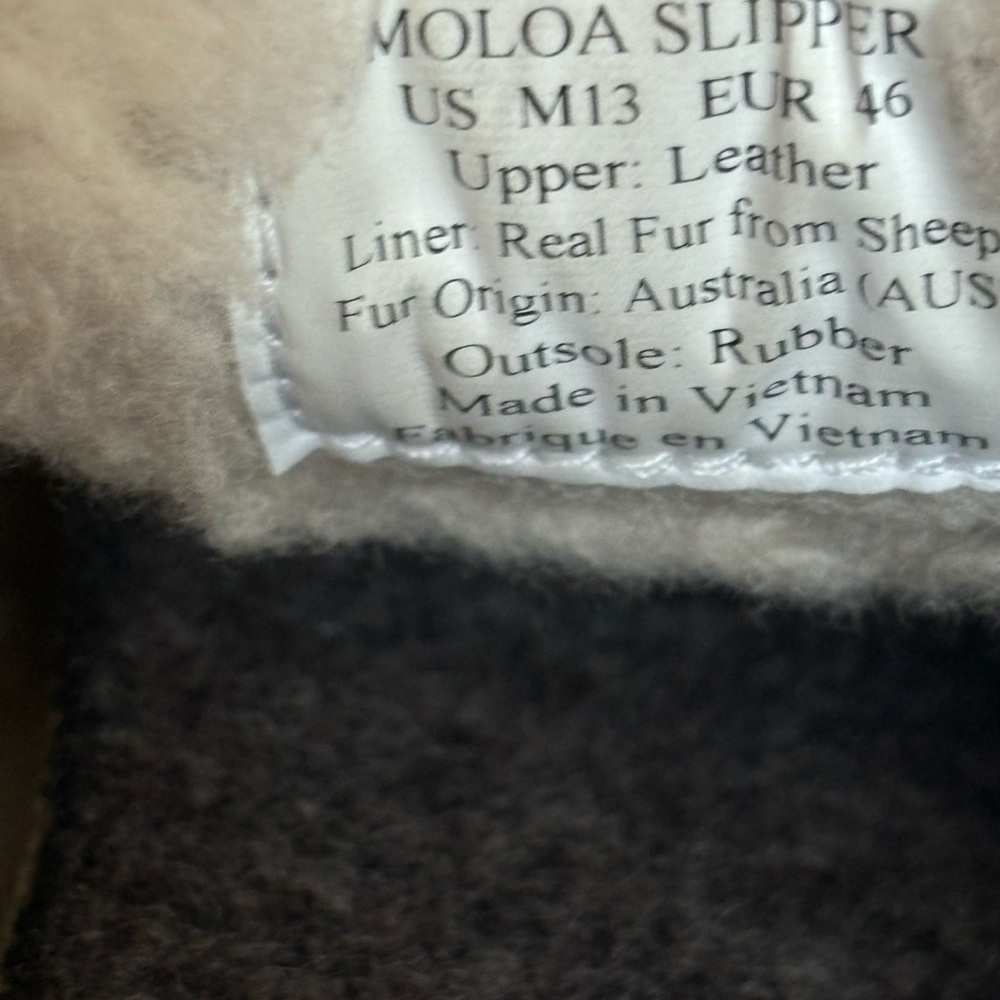 Olukai Moloa Slippers Olukai Moloa Slippers Mens size 13 Brown Leather Sheepskin - Picture 7 of 10